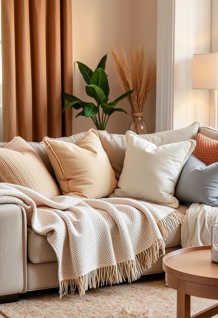 10 Stunning Sofa Cushion Ideas That Will Transform Your Living Room Instantly! - 10. Layering for Comfort