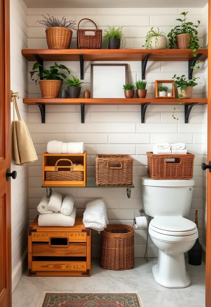 15 Cozy Rustic Bathroom Ideas That'll Make You Want to Stay Forever (Especially #3!) - 13. Stylish Storage Solutions