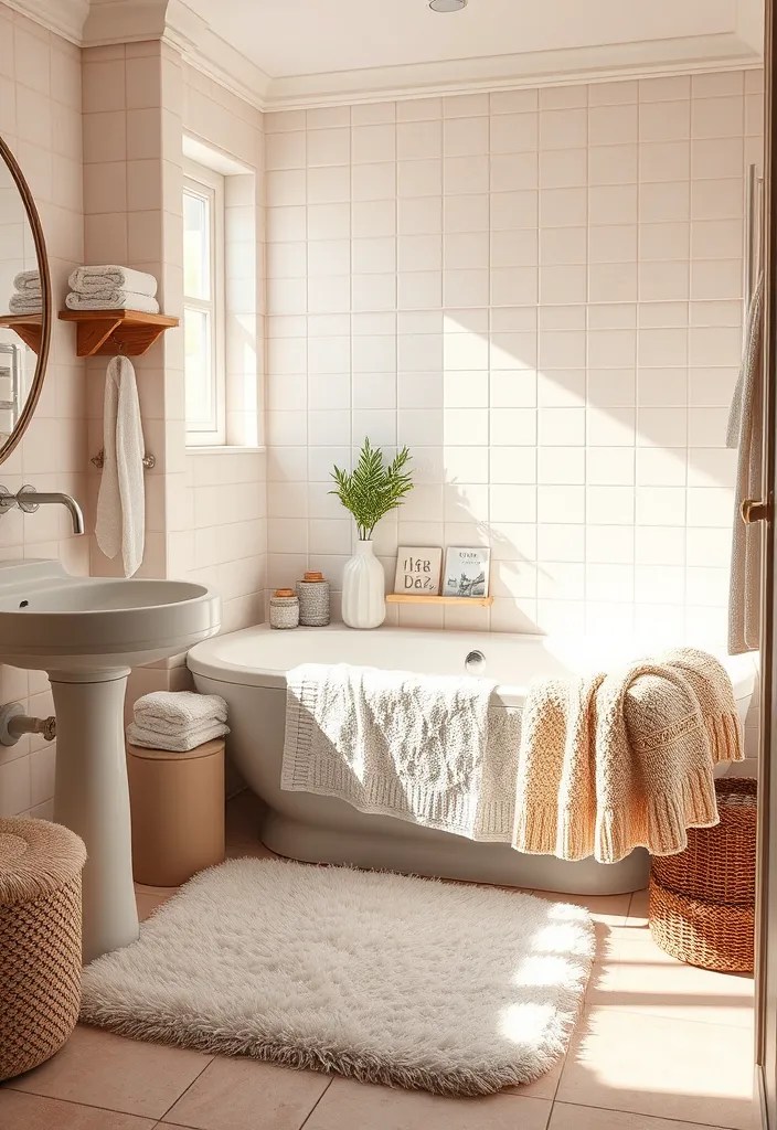 15 Cozy Rustic Bathroom Ideas That'll Make You Want to Stay Forever (Especially #3!) - 8. Cozy Textiles