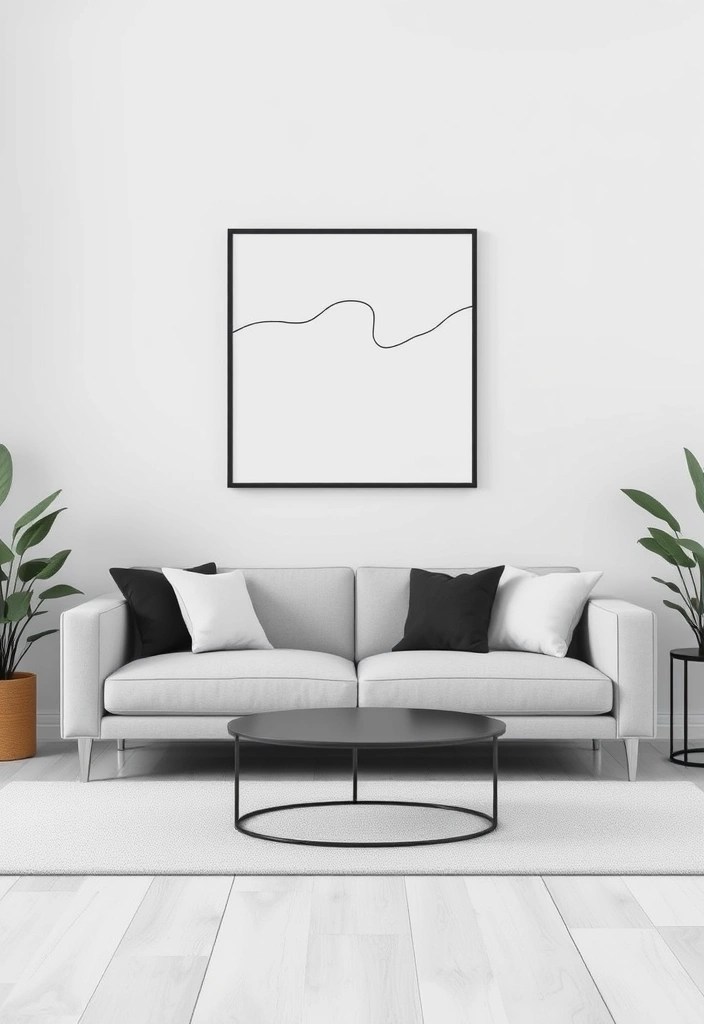 16 Wall Art Ideas That Will Compliment Your Sofa and Transform Your Living Room! - 3. Minimalist Line Art