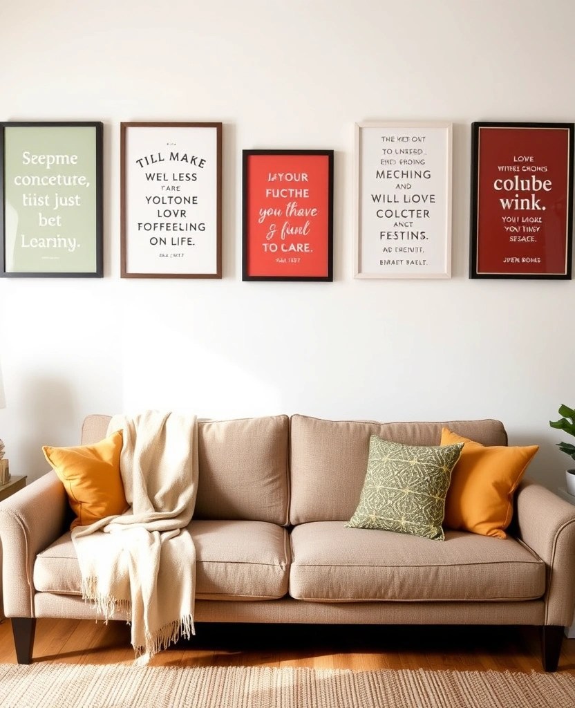 16 Wall Art Ideas That Will Compliment Your Sofa and Transform Your Living Room! - 6. Inspirational Quote Art