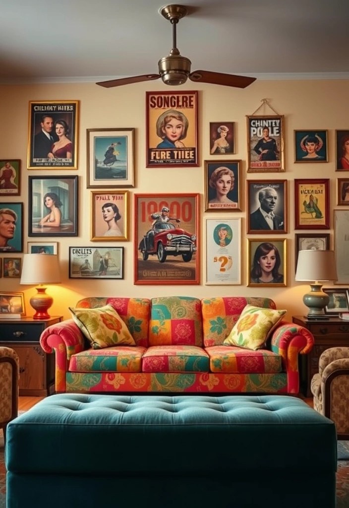 16 Wall Art Ideas That Will Compliment Your Sofa and Transform Your Living Room! - 7. Vintage or Retro Art Pieces