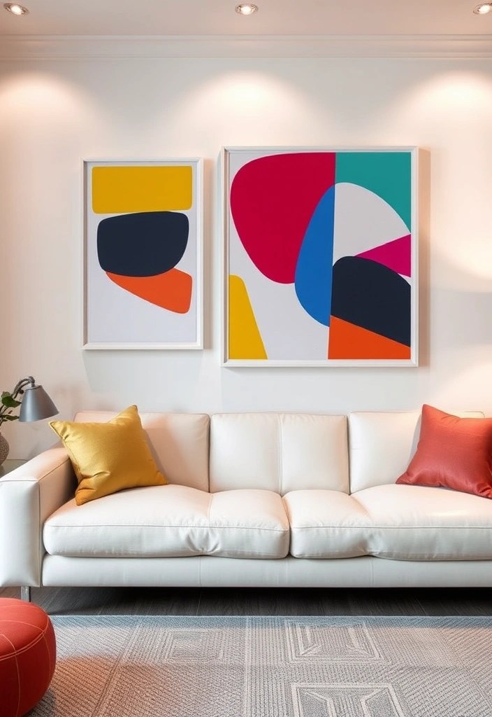 16 Wall Art Ideas That Will Compliment Your Sofa and Transform Your Living Room! - 8. Bold Geometric Prints