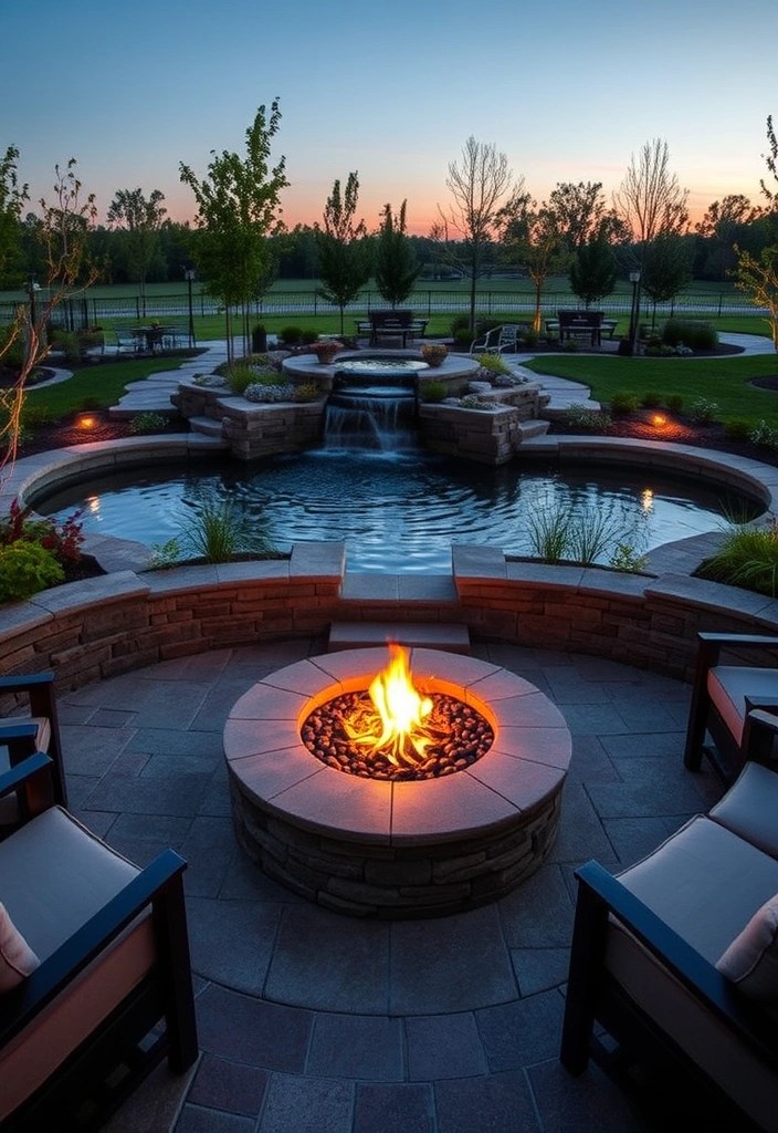 17 Enchanting Fire Pit Designs for Patios and Decks That Will Steal Your Heart! - 10. Fire Pit with Water Feature