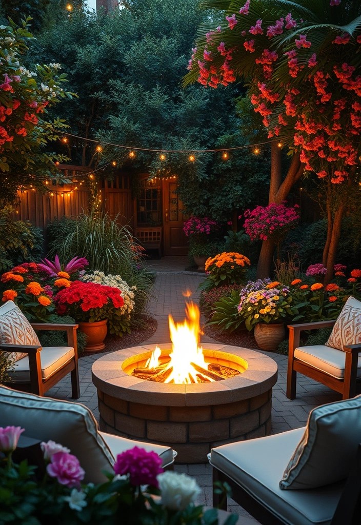 17 Enchanting Fire Pit Designs for Patios and Decks That Will Steal Your Heart! - 13. Fire Pit in a Garden Oasis
