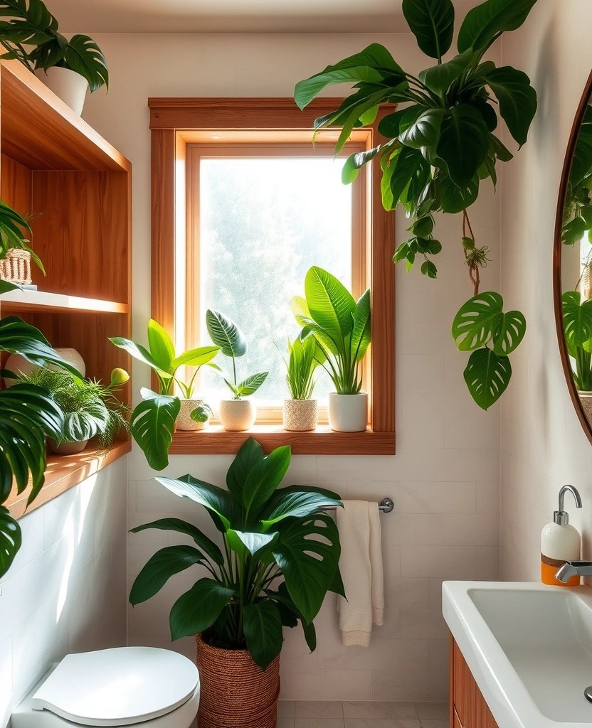 20 Stunning Bathroom Makeover Ideas That'll Transform Your Space on a Budget! - 6. Add Greenery for a Spa-Like Feel