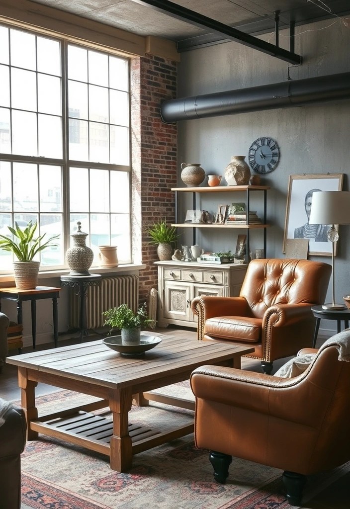 10 Industrial Chic Living Room Ideas That'll Make You Want to Redecorate Immediately! - 2. Vintage Furniture Finds