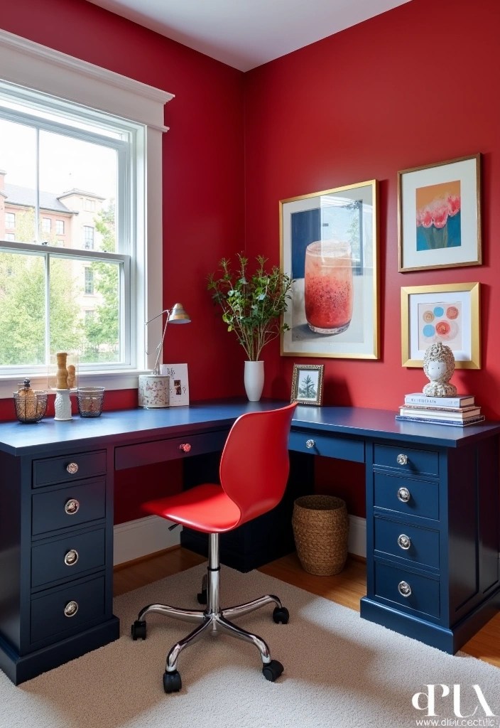 13 Stunning Cherry Color Schemes You Need in Your Life (Your Walls Will Thank You!) - 3. Bold Cherry and Navy Contrast