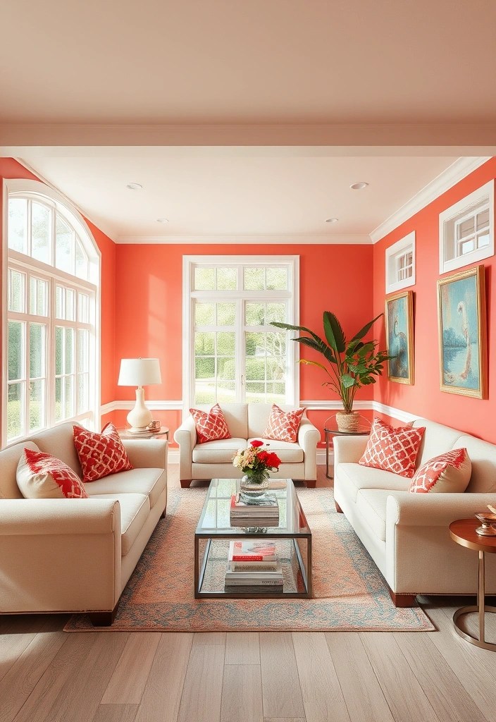 16 Coastal Color Schemes That Will Transform Your Home into a Serene Seaside Retreat! - 14. Coral Sands: Coral and Cream