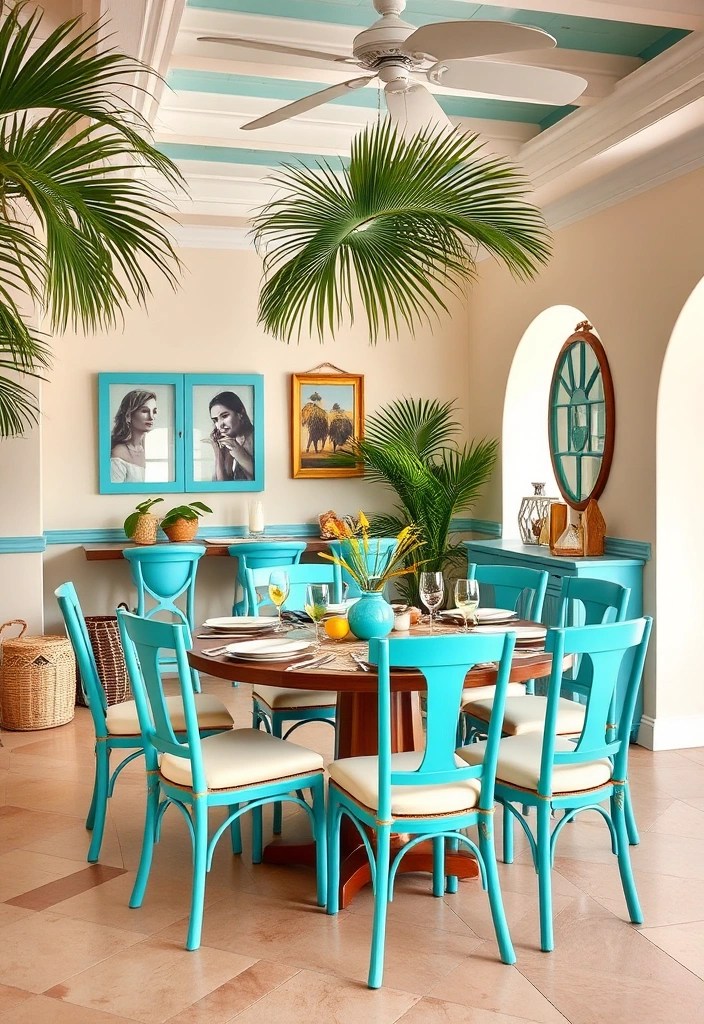 16 Coastal Color Schemes That Will Transform Your Home into a Serene Seaside Retreat! - 15. Island Vibes: Bright Turquoise and Sandy Neutrals