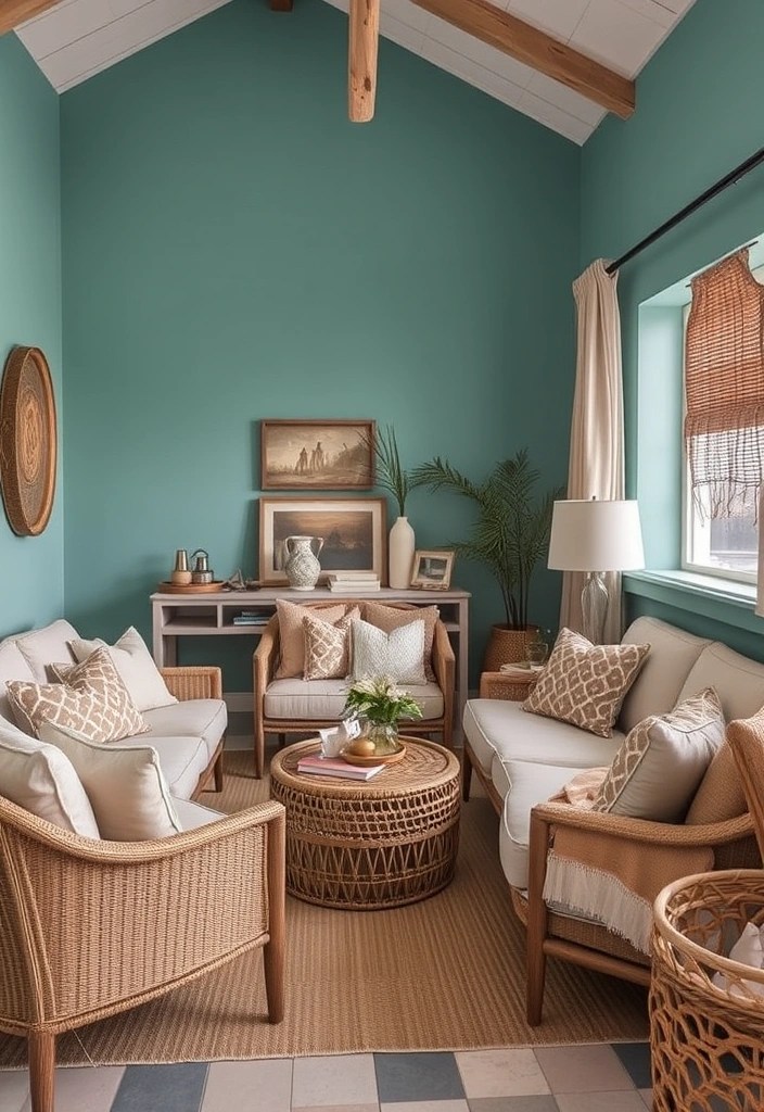 16 Coastal Color Schemes That Will Transform Your Home into a Serene Seaside Retreat! - 16. Driftwood Beach: Soft Teals and Sandy Browns