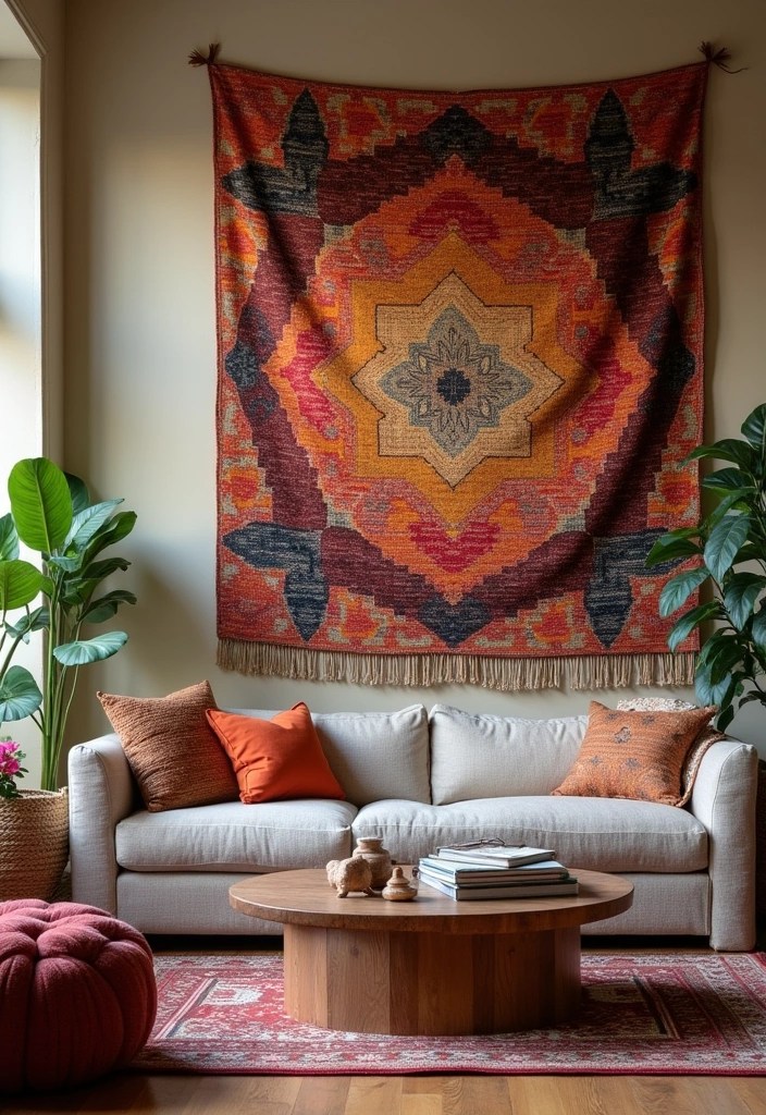 19 Amazing Home Transformations with Flea Market Finds (You Have to See #4!) - 15. Vintage Textile Wall Hanging