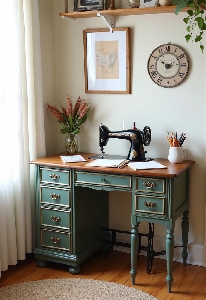 19 Amazing Home Transformations with Flea Market Finds (You Have to See #4!) - 16. Antique Sewing Table Makeover