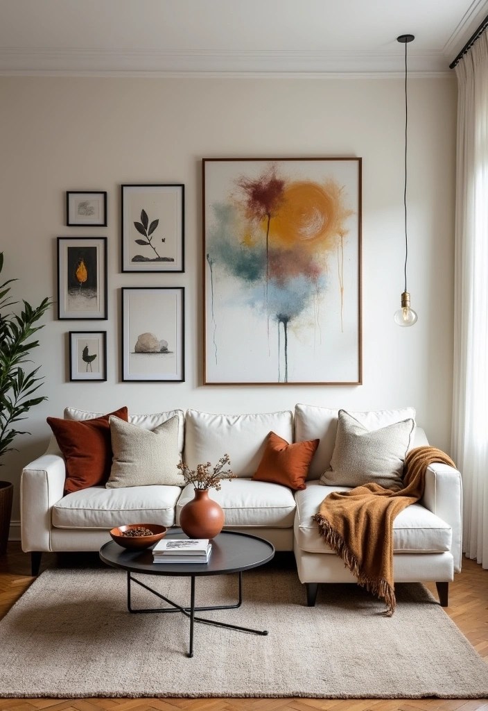 20 Midcentury Modern Living Room Ideas That'll Make You Say 'Wow!' - 12. Artistic Wall Decor