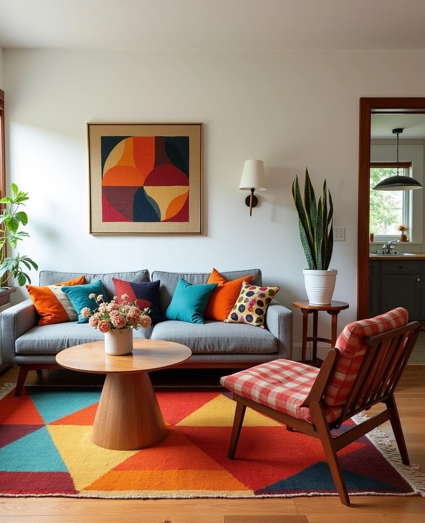 20 Midcentury Modern Living Room Ideas That'll Make You Say 'Wow!' - 5. Geometric Patterns
