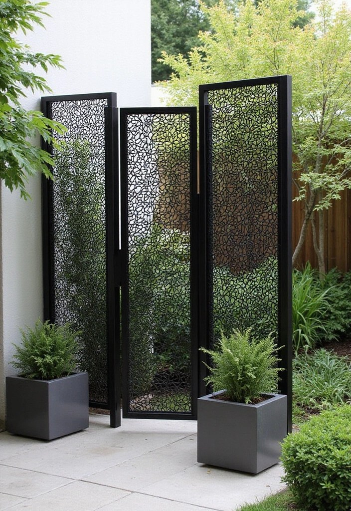 12 Creative Garden Screens for Instant Privacy (Your Neighbors Will Be Jealous!) - 6. Modern Metal Screens