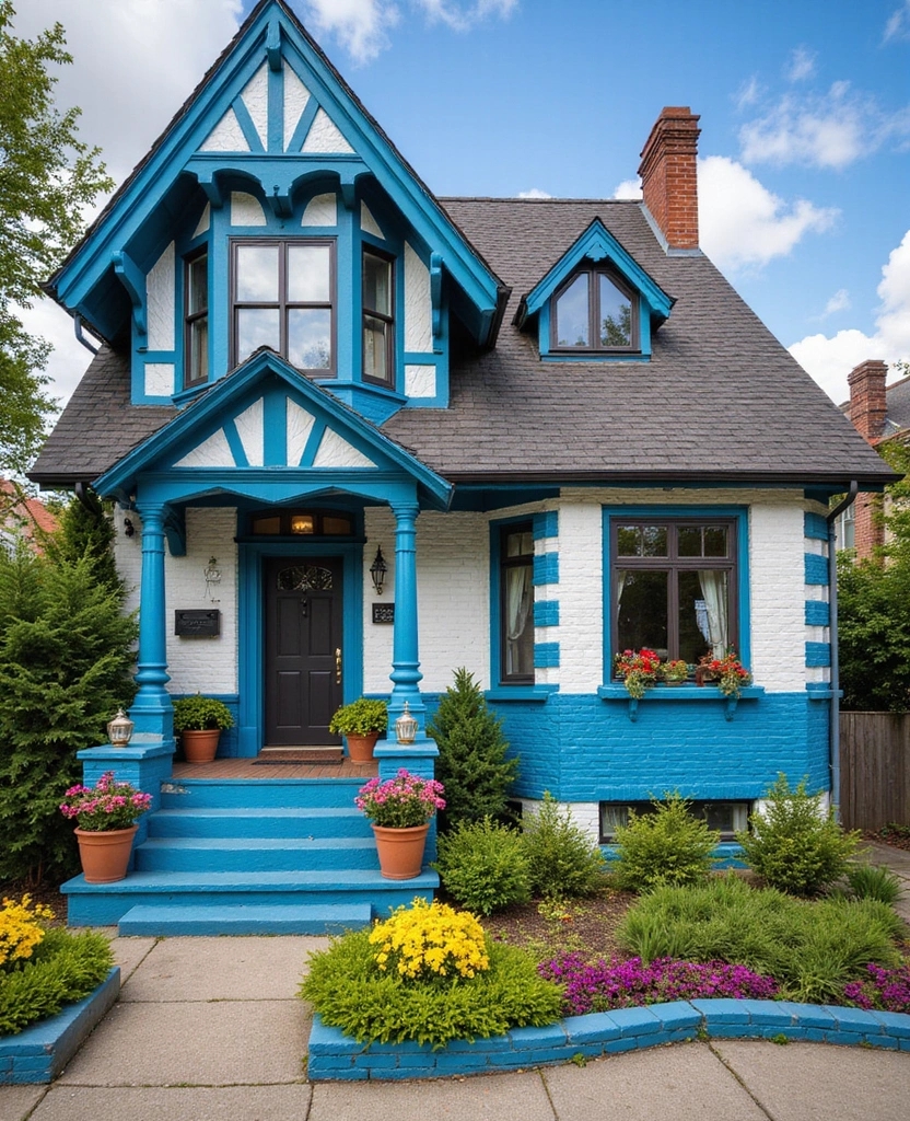 14 Stunning Brick Home Renovations That Will Inspire Your Next Project! - 3. Bright and Bold Color Blocking