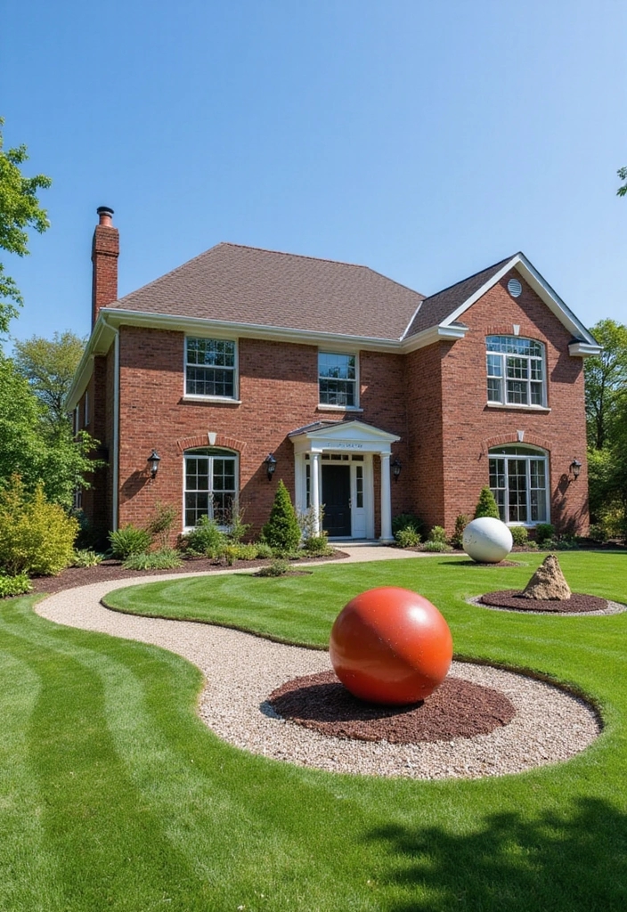 14 Stunning Brick Home Renovations That Will Inspire Your Next Project! - 8. Outdoor Art Installations