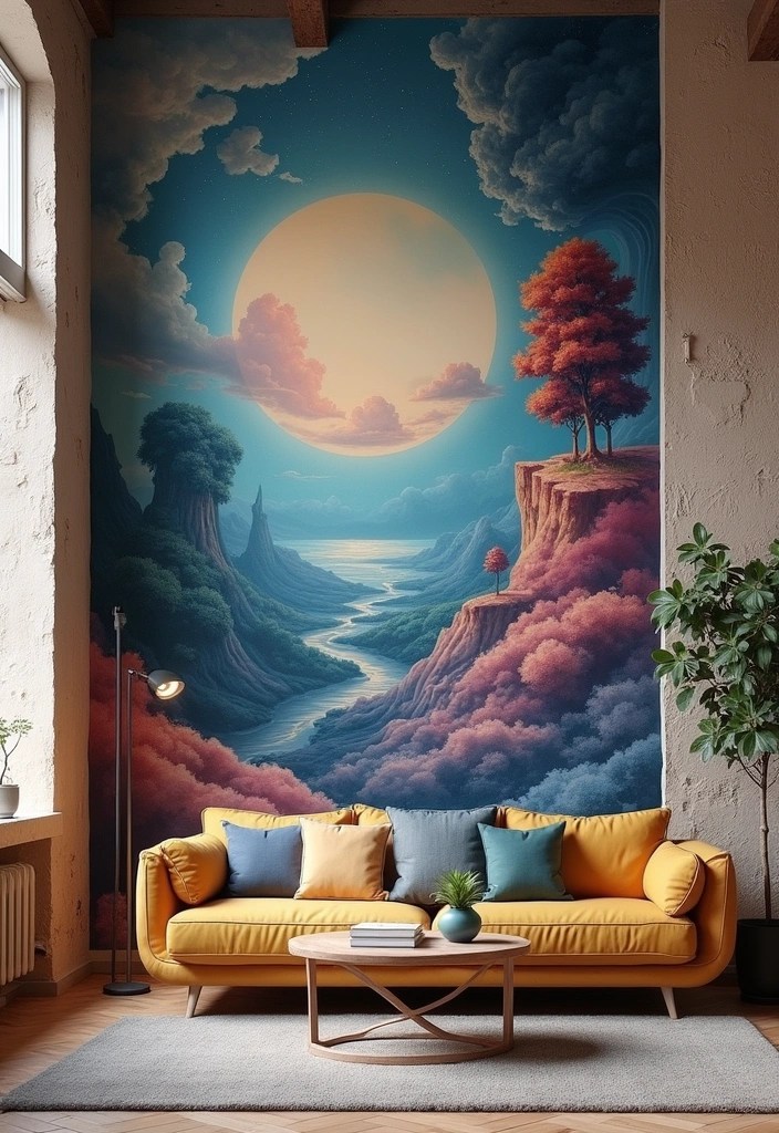 15 Mind-Bending Modern Surrealism Living Room Ideas That'll Leave You Speechless! - 13. Artistic Wall Treatments
