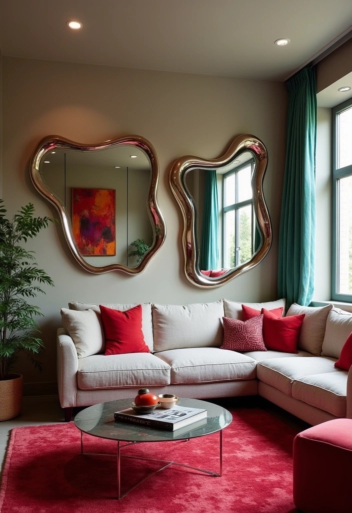 15 Mind-Bending Modern Surrealism Living Room Ideas That'll Leave You Speechless! - 6. Distorted Mirrors