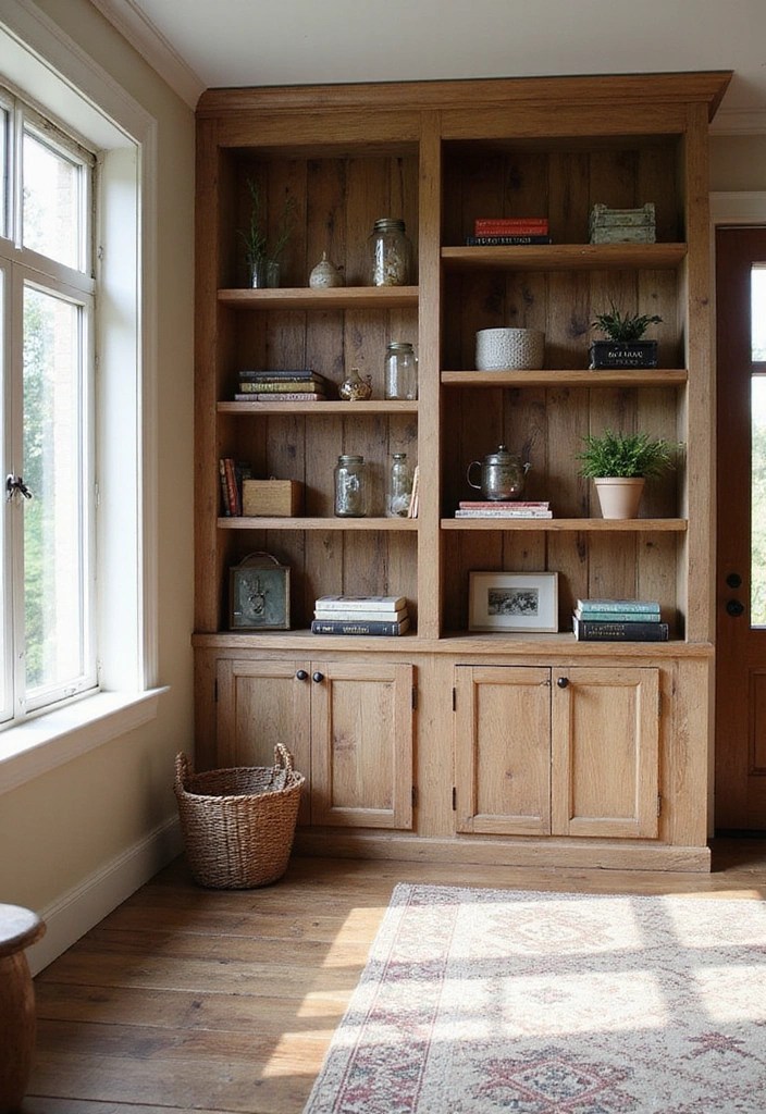 10 Budget-Friendly DIY Built-In Bookshelves That Look Totally Custom (You Can Do #3!) - 2. Rustic Farmhouse Charm