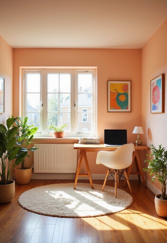 16 Warm Neutrals for Your Home Office That Boost Focus and Productivity (Tip #3 is a Game Changer!) - 10. Soft Apricot: A Warm Glow